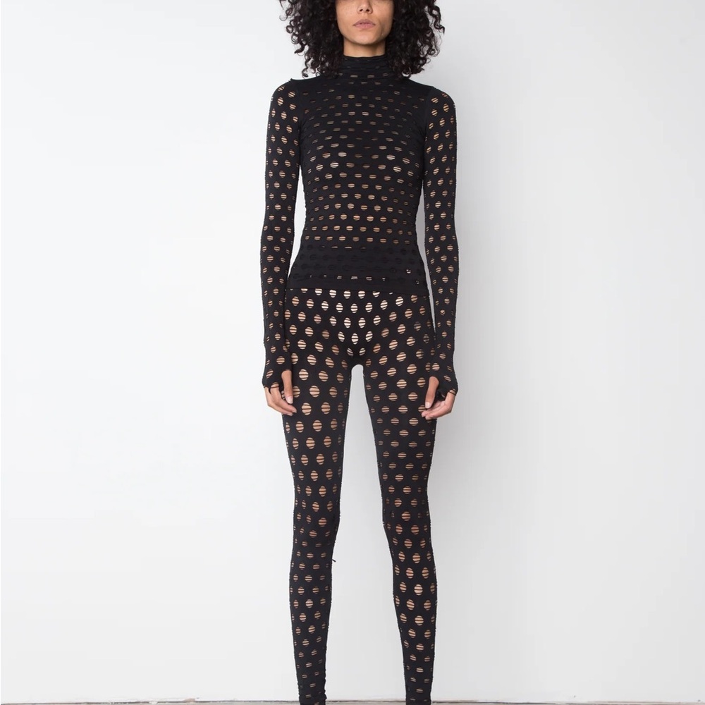 Maisie Wilen Black Perforated Leggings & Top